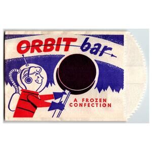 Vintage ORBIT Bar Frozen Confection Astronaut Candy Wrapper Bag 1950s Space Age